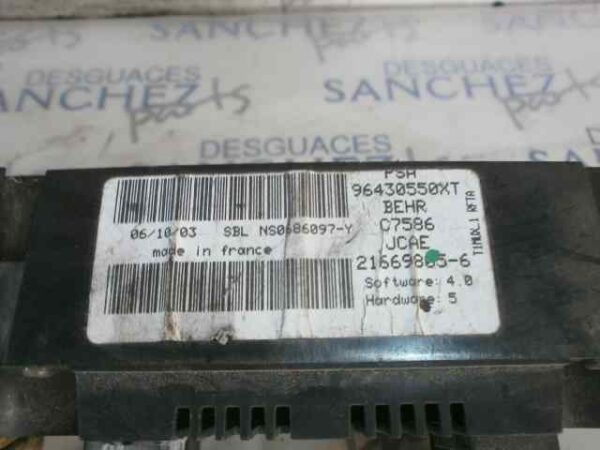 MANDO CLIMATIZADOR PEUGEOT 206 BERLINA 1.6 16V CAT - Imagen 3